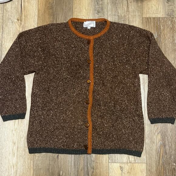 VTG 60s Kerry Traditions Woollen Mills Wool Silk Cardigan Sweater XL Ireland - Picture 2 of 8